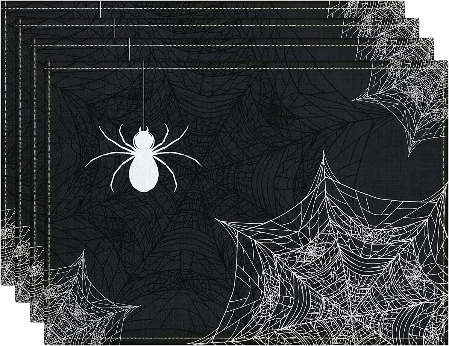 

Набор салфеток в виде паутины для Хэллоуина, набор из 4 салфеток 12x18 дюймов, осенний Настольный коврик, водонепроницаемые, моющиеся, для сезо...