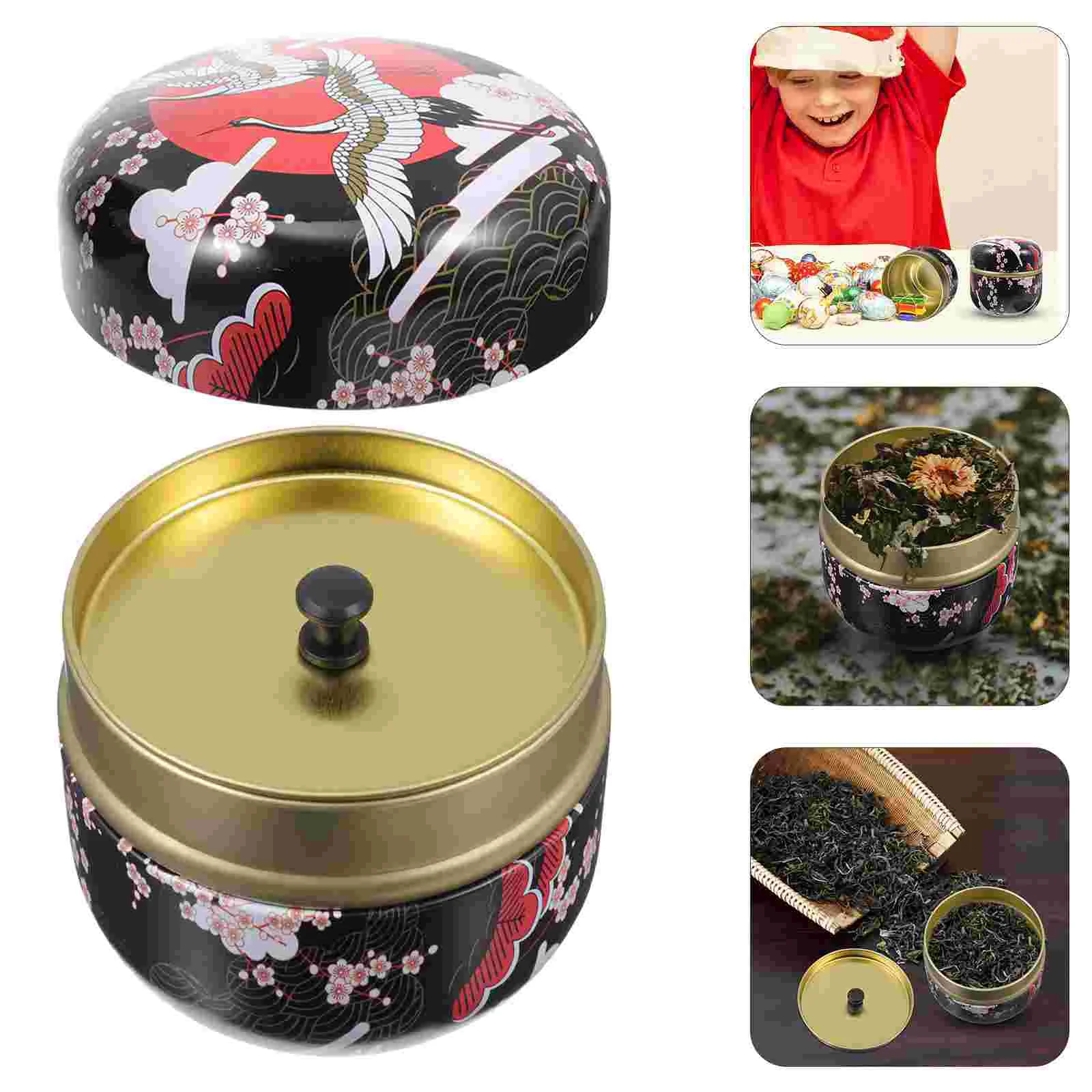 

Tea Storage Tin Jar Canister Box Coffee Metal Container Round Tins Sugar Canisters Containers Tinplate Loose Leaf Jewelry Bean