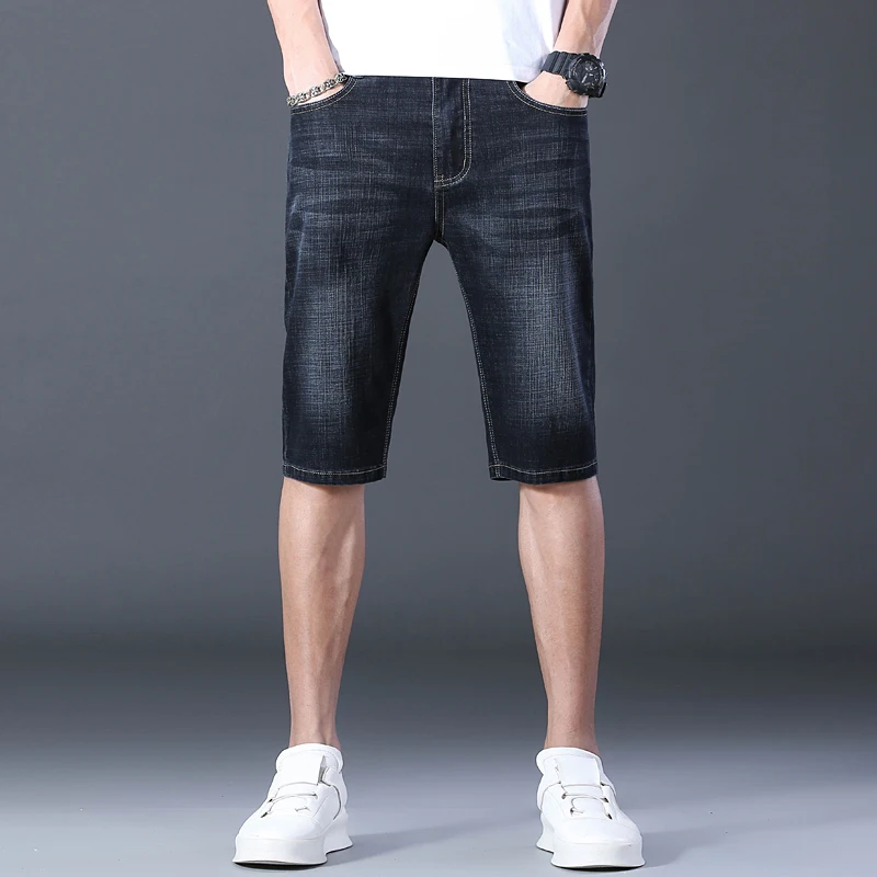 Черные Брендовые мужские джинсовые шорты Новинка лета 2022 деловые Прямые