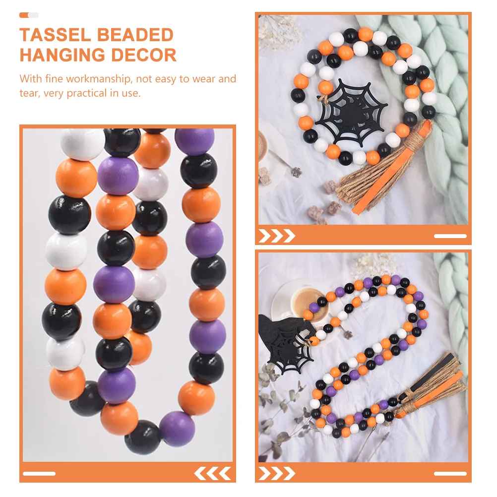 2 шт. Хэллоуин бусины с кисточками украшение для банки деревянная гирлянда