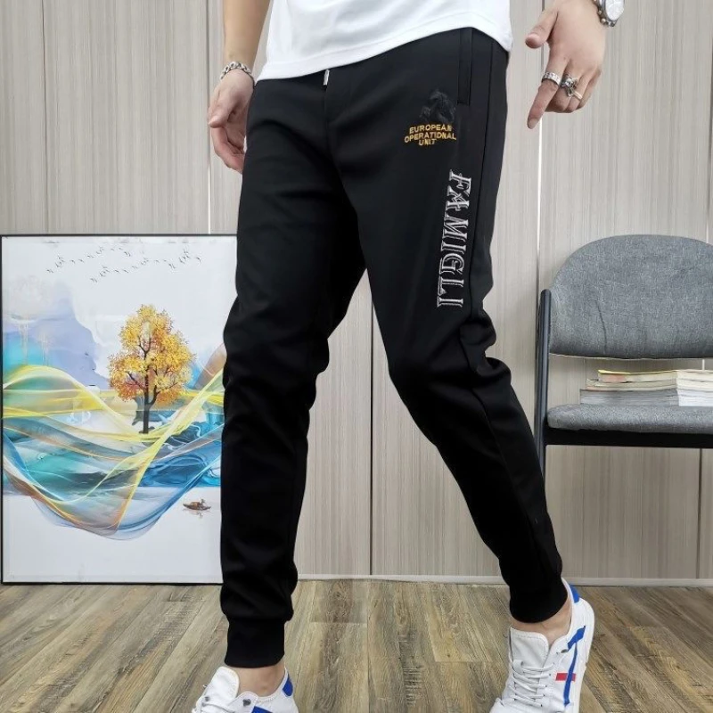 

Men's Casual Pants Spring Thickened Trousers Korean Feet Pants Men clothing 2022 Black pants