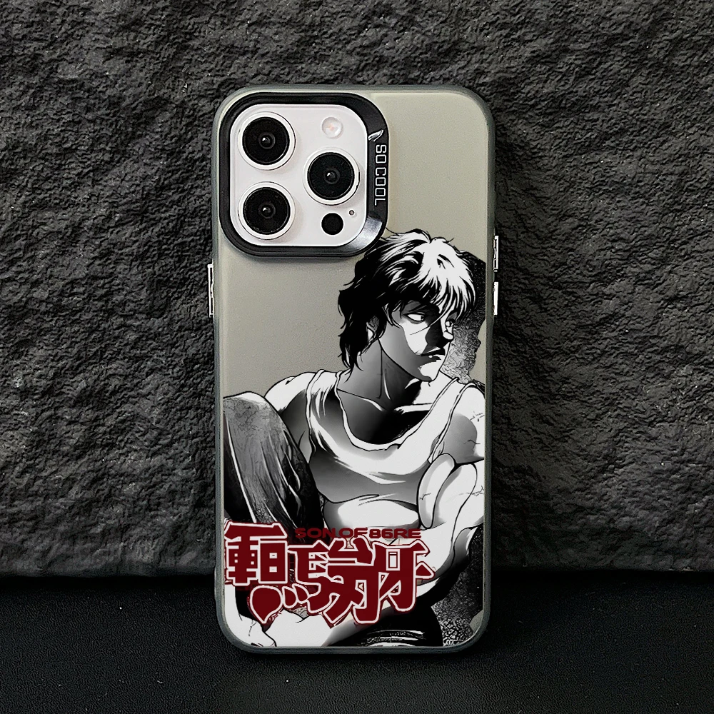 Фото Чехол для телефона с аниме-дизайном Hanmas Baki для iPhone 17 Air, 16, 16e, 15, 14 Plus, 13, 12, 11 Pro Max, X, Xs, XR, 8 – Цветной серебристый жесткий чехол №2