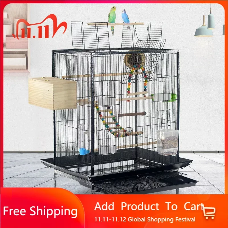 

Iron Rabbit Bird Cages Myna Budgerigar Luxury Large Size Stand Breed Bird Cages Breed Dedicated Vogelhuisje Pet Products QF50NL