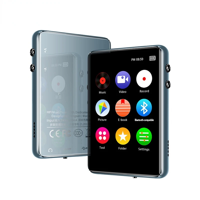

2.4 Inch Mp3 Player Mp4 Supports 128GB TF Card Mp5 Touch Bluetooth Compatible with High-fidelity Music Video FM Radio Recording