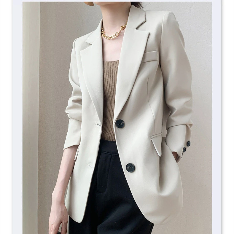 

Woman Autumn Fashion Blazer Jacket Female Casual Pockets Long Sleeve Coat Office Ladies Solid Outerwear Stylish Tops Blazer G165