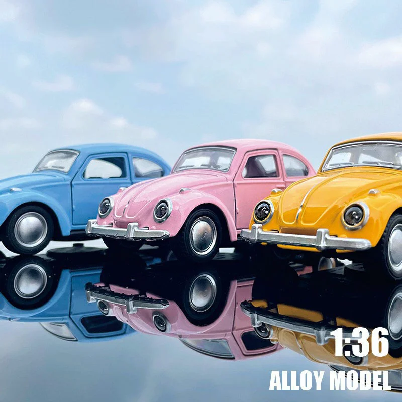 

1:36 Beetle Classic Car Model Simulation 2 Doors Opened Pull Back Rubber Tire Metal Vehicles Car Toy Gift For Kids Toddlers Boys