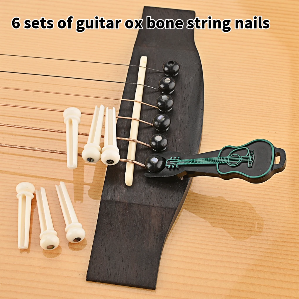 

6pcs Pin Guitar Bridge with Brass Circle White Part Parts Thanksgiving