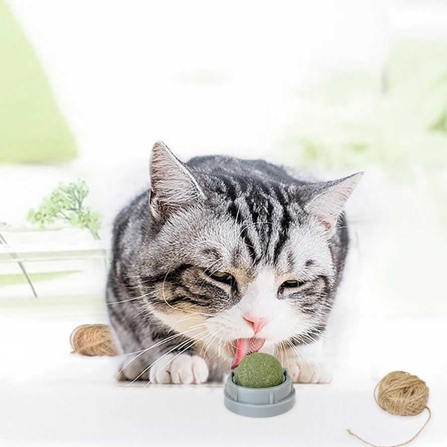

Natural Catnip Balls Removes Hair Balls To Promote Digestion Cat Grass Cat Mint Rotatable Wall Stick-on Ball Pet Toys Snack
