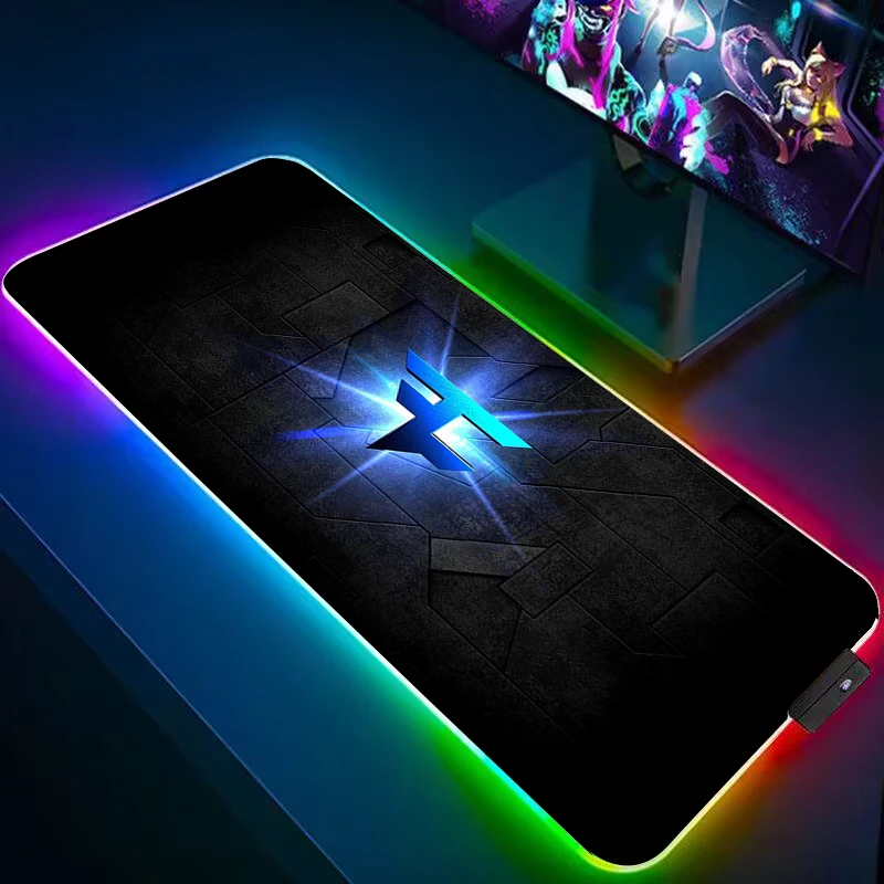 

F-faze Clan Large Mouse Pad Rgb Mousepad Gamer 900x400 Computer Offices Deskmat Back Light Laptop Accessories Desk Table Mat