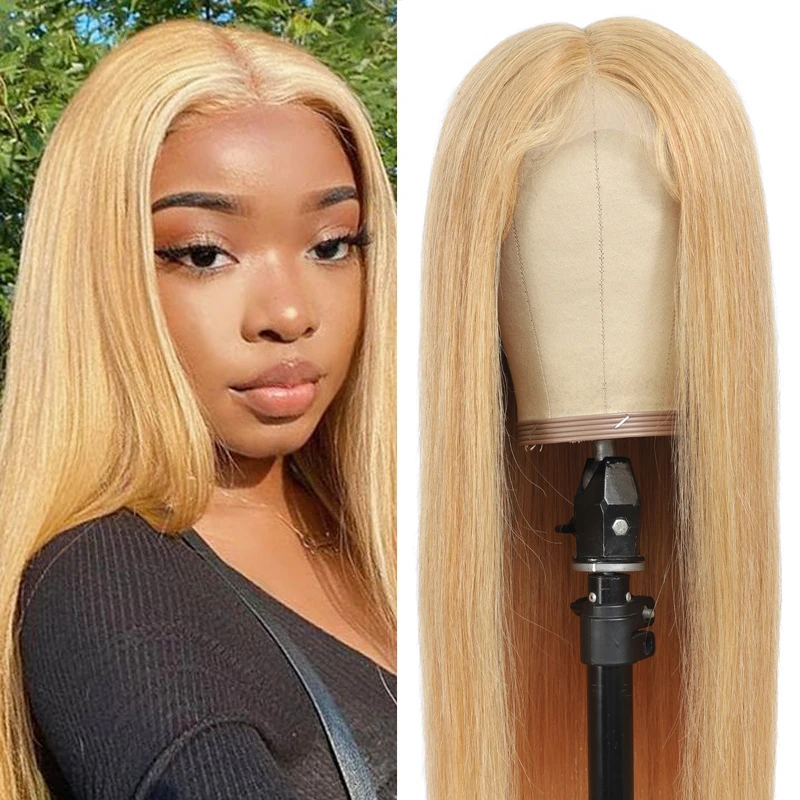 13x4 Lace Front Human Hair Wigs Honey Blonde Straight Pre Plucked Lace Wigs Brazilian Remy Hair Wig For Women 150% Fast Shipping