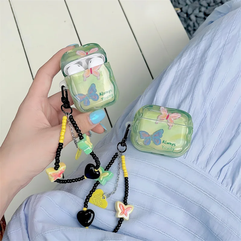 

Fresh Pink Blue Butterfly Case for AirPods Pro2 Airpod Pro 1 2 3 Bluetooth Earbuds Charging Box Protective Earphone Case Cover
