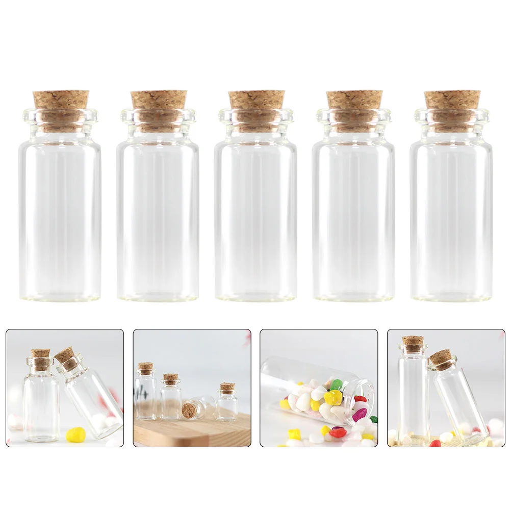 

100 Pcs Snap Cork Bottle Candy Containers Transparent Storage Cans Glass Clear Bottles DIY Wood