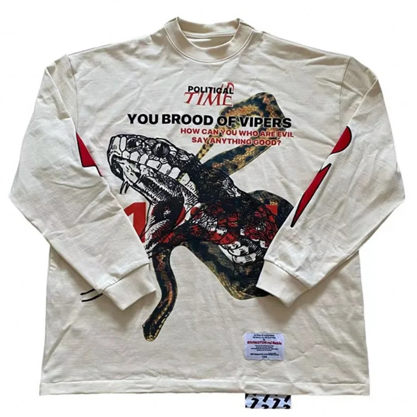 

Winter Oversized RRR123 T Shirt Men Women 1:1 Top Quality Long Sleeves RRR 123 Snake T-shirt Print Tee