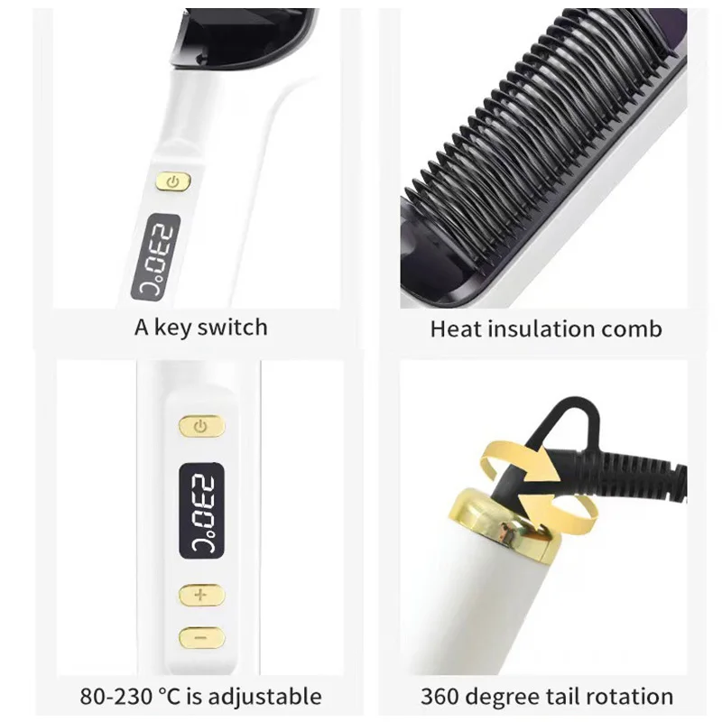 Щетка для выпрямления волос керамическая расческа с защитой от ожогов щипцы