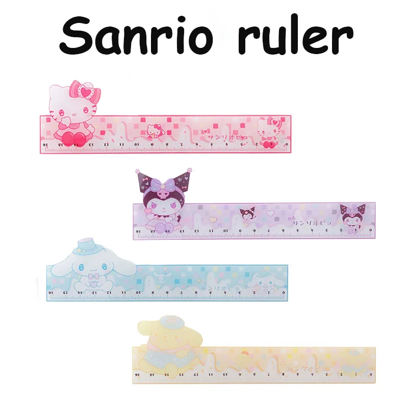 

Kawaii Sanrioed Ruler Kitty Kuromi My Melody Cinnamoroll Pompom Purin Cute Cartoon School Supplies Ruler Birthday Gift for kids