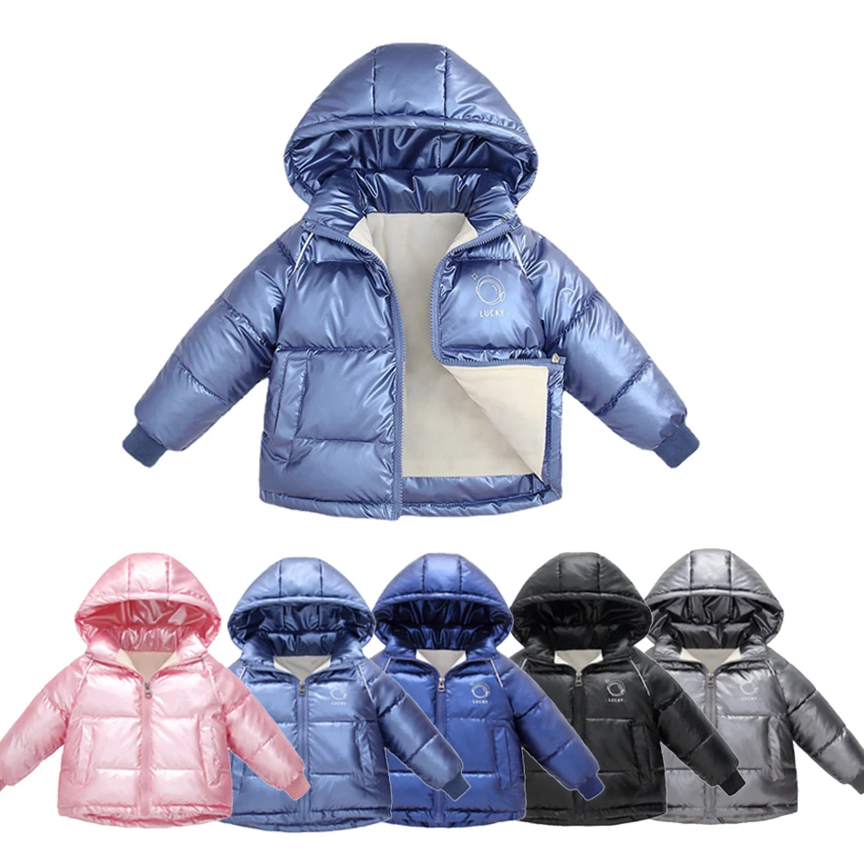 

2022 Children's Down Hooded Coat Winter Boys Girls Snowsuit Overcoat Thicken Warm Jackets Toddler Kids Outerwear