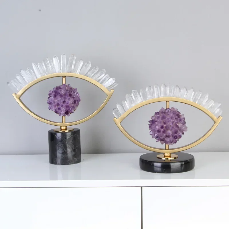Luz de luxo metal variety ornamento roxo cristal olho criativo artesanato sala estar decoração abertura presente para