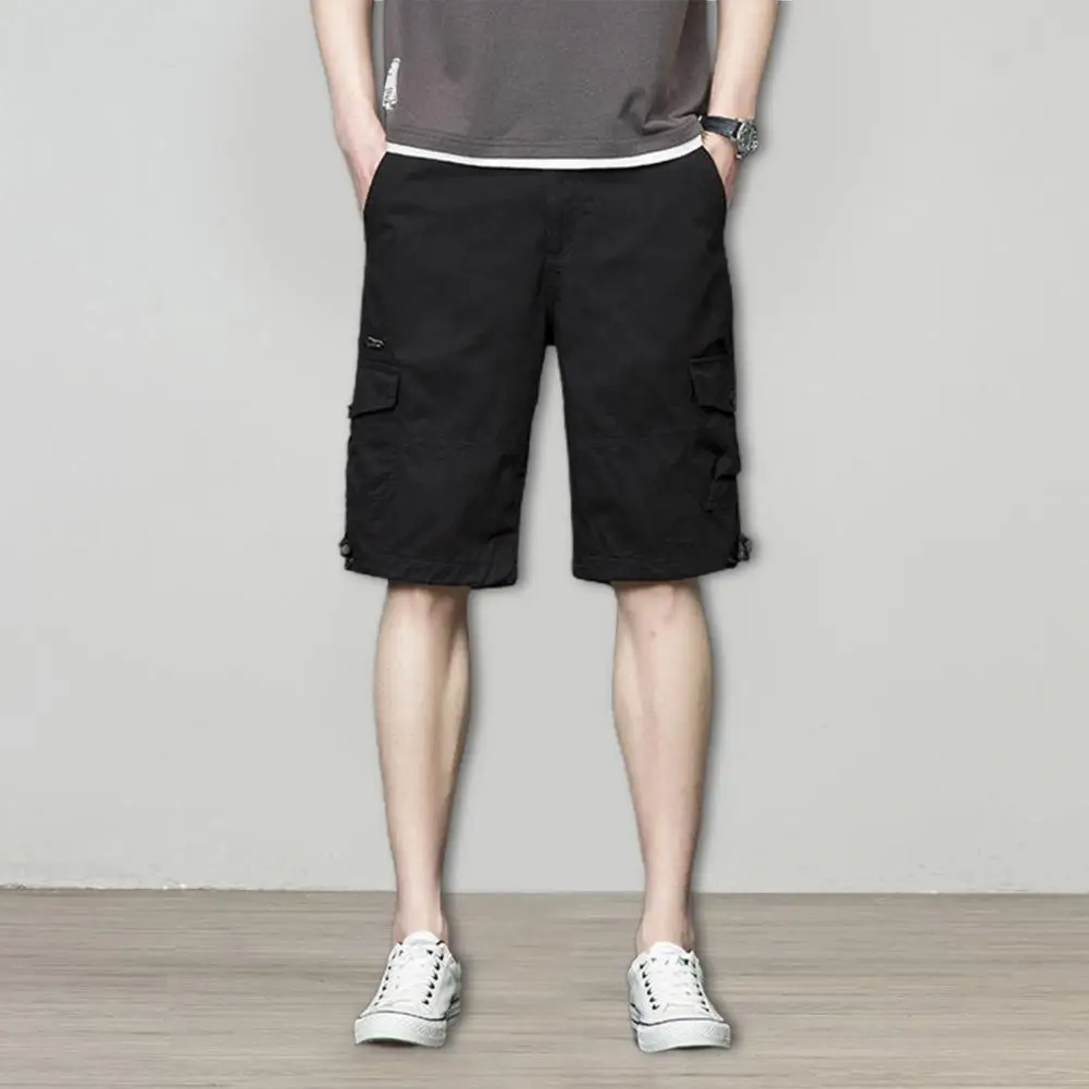 

Men Short Pants Loose Summer Cargo Shorts Pure Color Men Summer Trousers