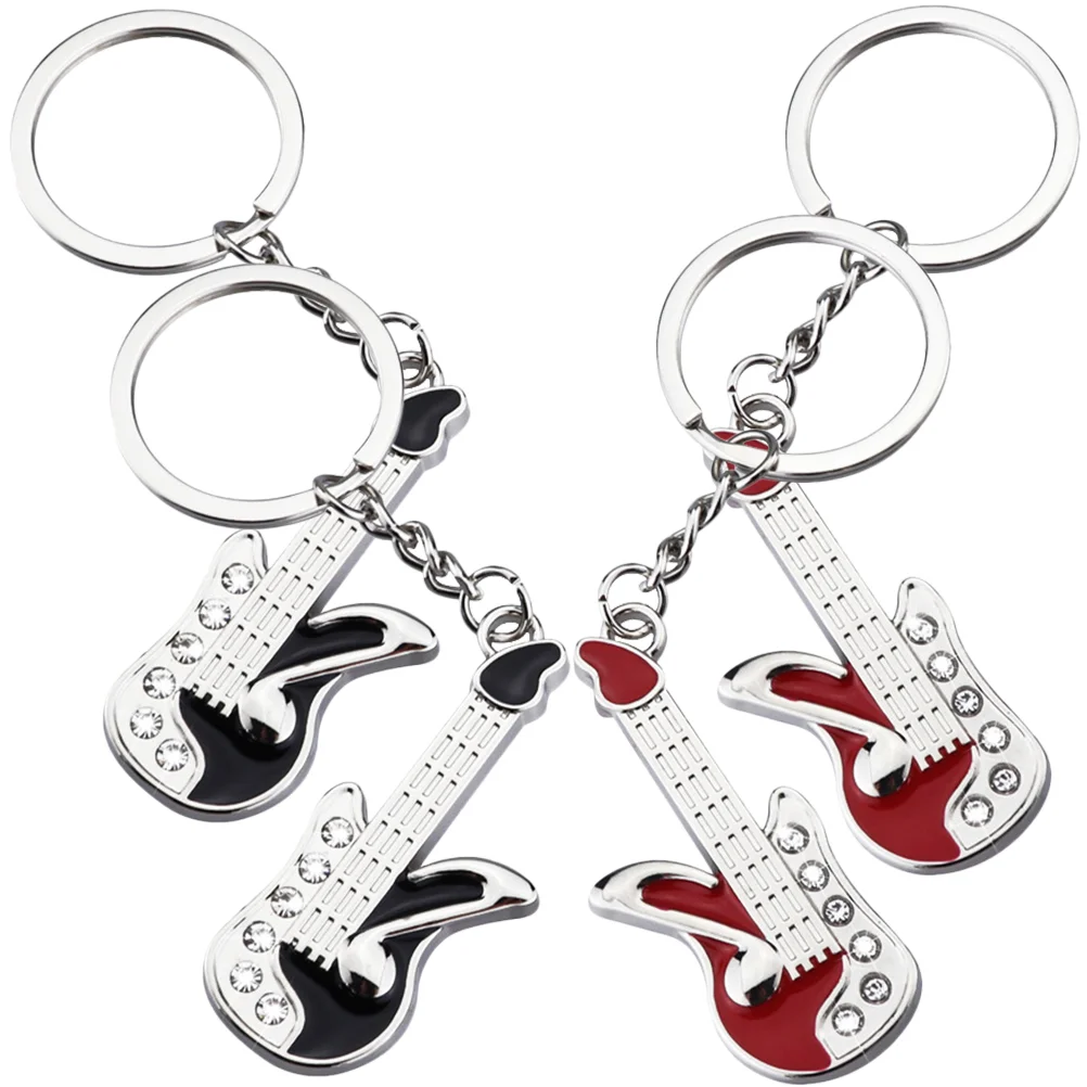 

Guitar Keychain Key Violin Pendantrhinestone Keyring Size 4 Rest Shoulder Ring Musical Electric Pendants Glowing Luminous Sound