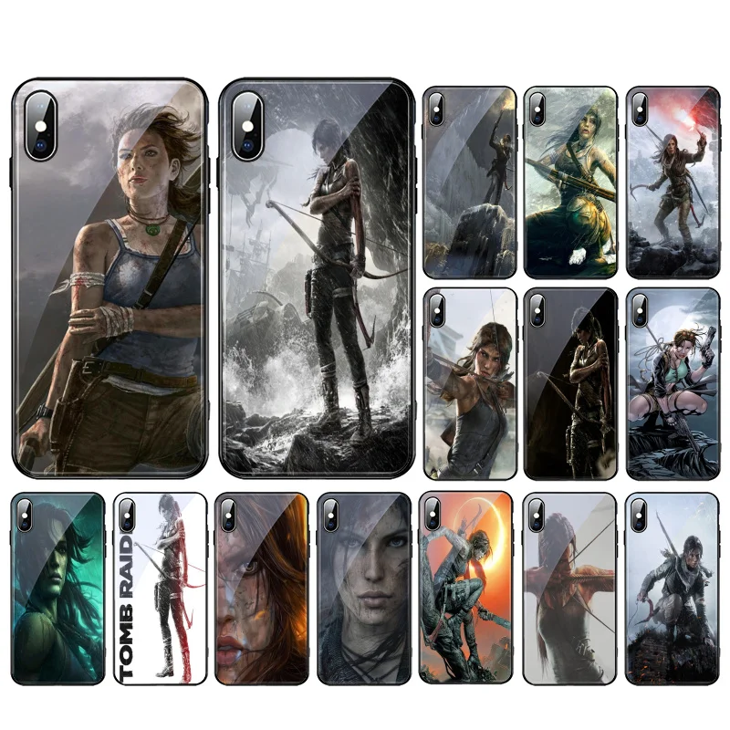 

Lara Croft Tomb Raider Glass phone case For iphone 11 Pro Max for iphone 14 13 12 11 Pro Max XS XR X 8 7 Plus SE2 Case