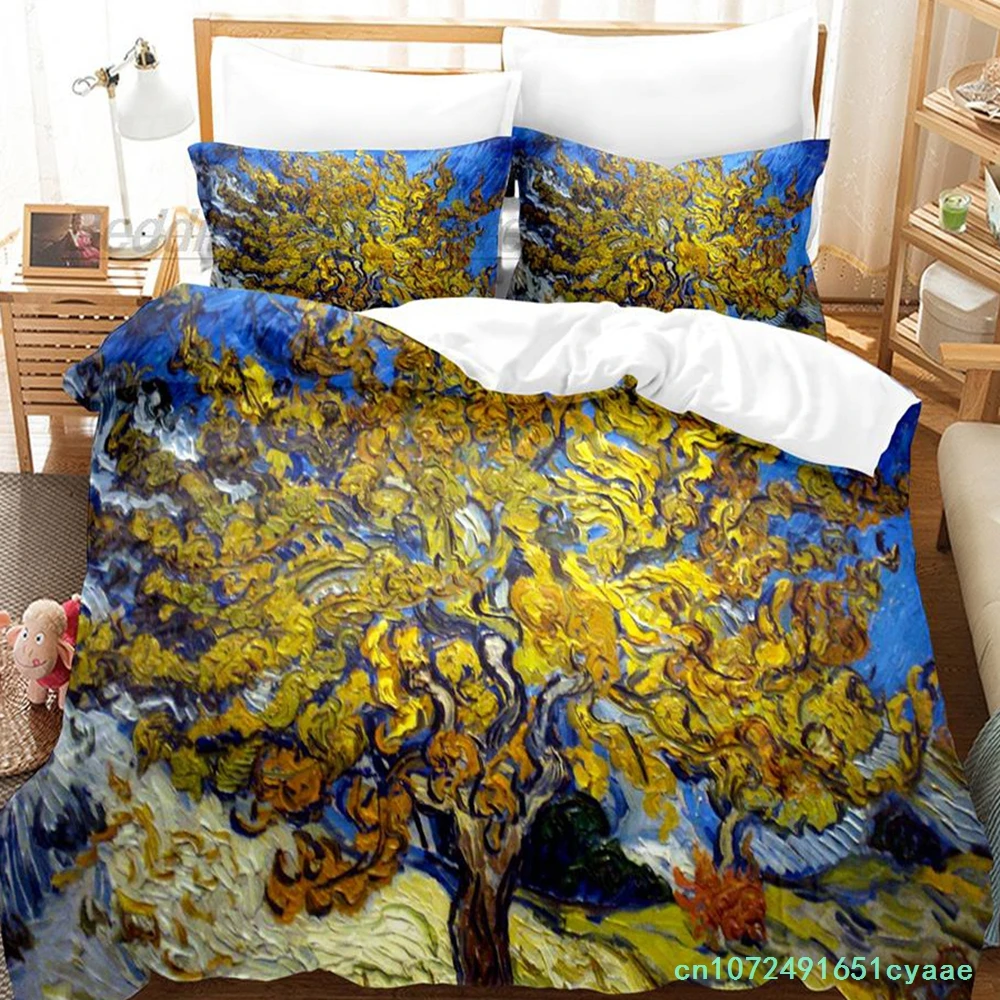 Фото Комплект постельного белья Van Gogh: односпальный, двуспальный, королевский размер, для взрослых и детей, 3D ретро-классика 2022 №5