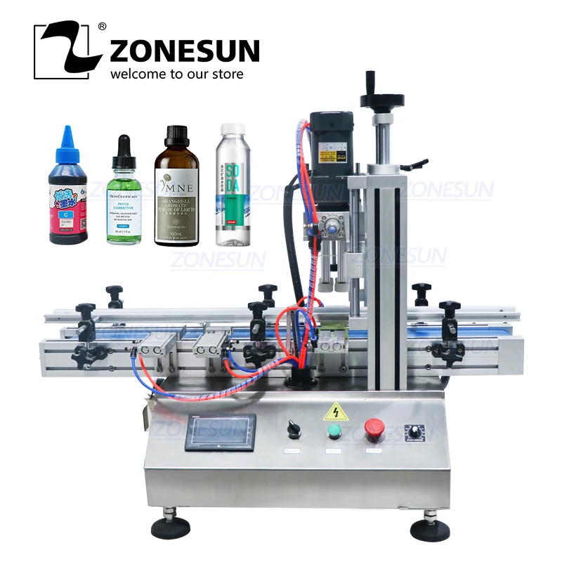 

ZS-XG1860 Automatic Desktop Capping Machine Liquid Soap Shampoo Plastic Glass Bottle Duckbill Screw Cover Packing