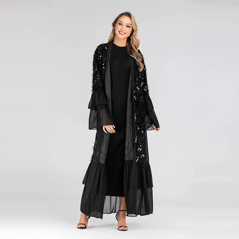 

Sequin Open Abaya Kimono Dubai Muslim Dress Abayas For Women Hijab Dress Islam Moroccan Kaftan Turkish Islamic Clothing Caftan