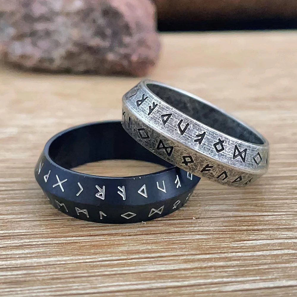 

Vintage Viking Rune Ring for Men Women Punk Simple Couple Amulet 316L Stainless Steel Rings Biker Jewelry Gift Dropshipping