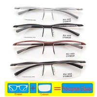 pure titanium prescription eyeglasses myopia glasses frame resin lenses unisex optical glasses customize spectacles f8189