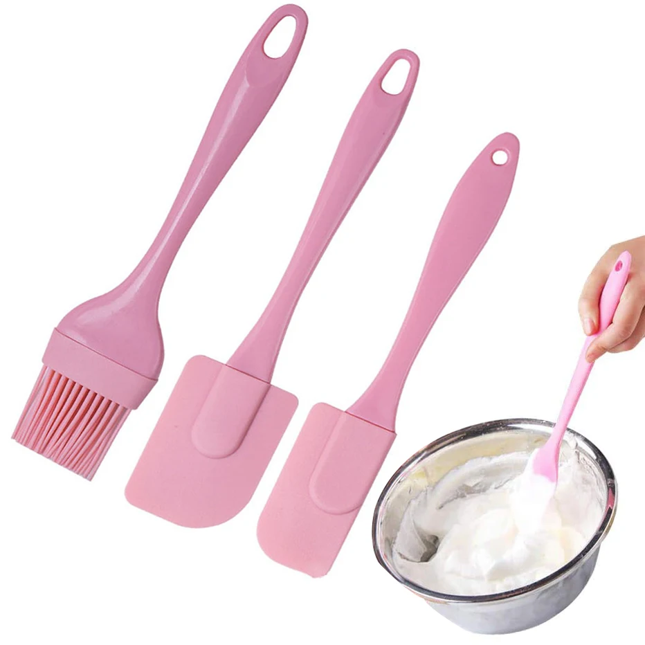 

3 шт./компл. набор силиконовых шпателей, антипригарный гибкий скребок для крема, хлеба, торта, масла, бриллиантовая кисть для готовки выпечки