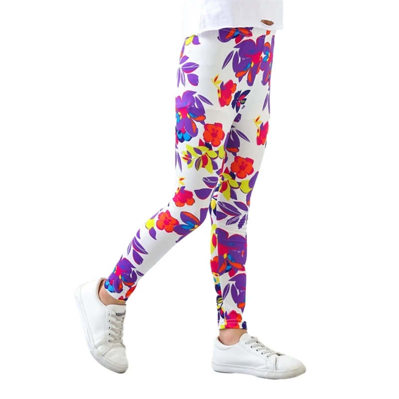 

N80C Children Autumn Leggings Super Stretchy Leggings Floral Printed Girls Leggings