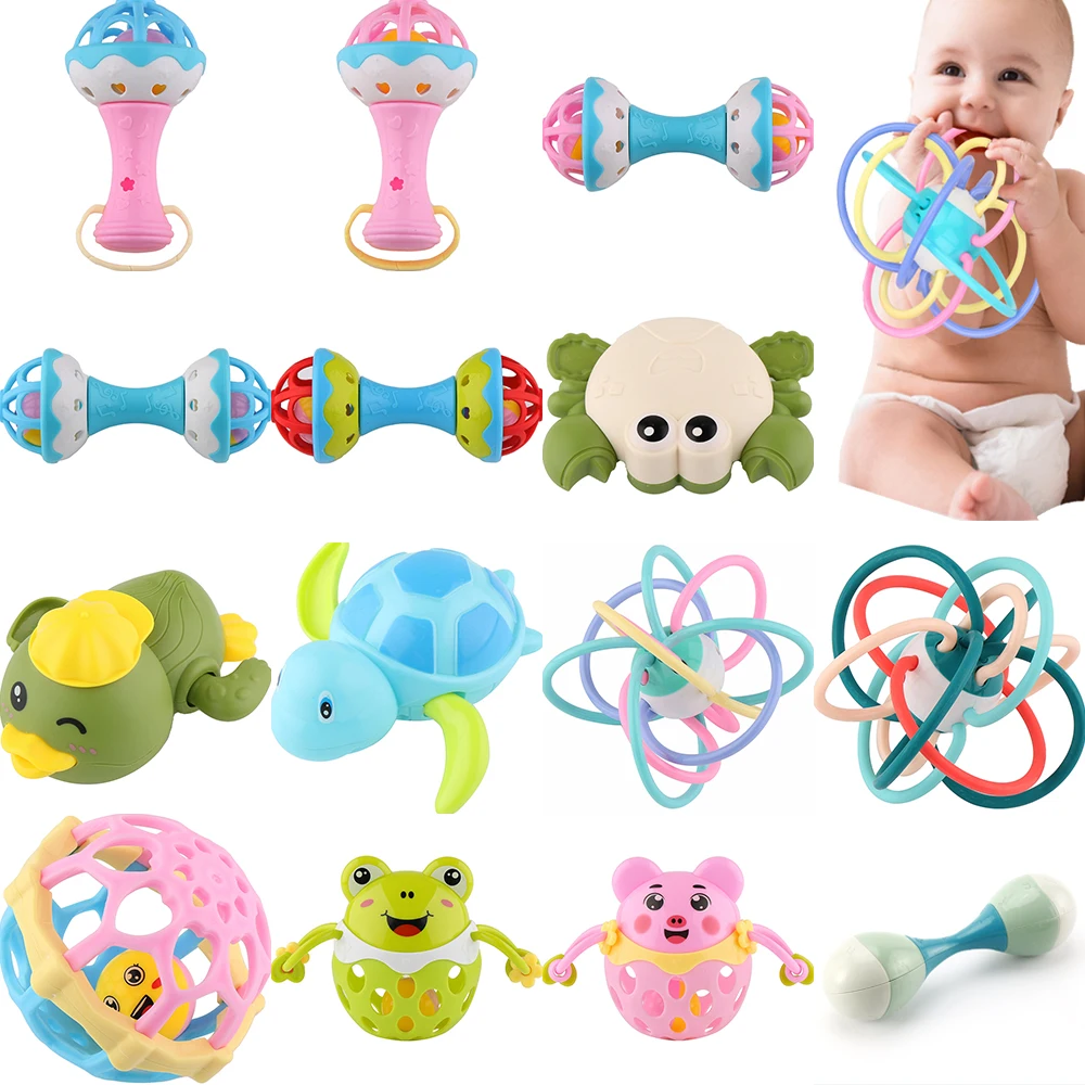 

Развивающий шар для детей 0-12 месяцев, безопасные мягкие игрушки для прорезывания зубов, пластиковый ручной звонок, Ранняя развивающая игру...