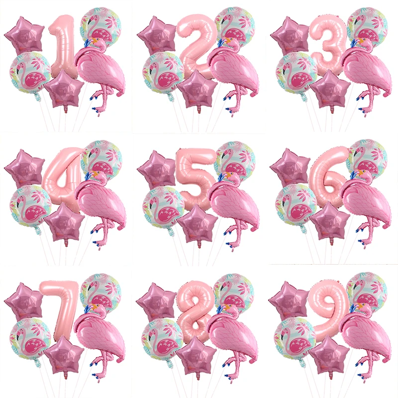 

32Inch Pink Balloons Flamingo Party Swan Foil Balloon 1-9 Number Girl Birthday Party Baby Shower Decorations