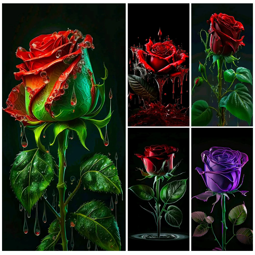 

Алмазная живопись 5D «сделай сам», картина с полными квадратными/круглыми стразами, вышивка крестиком с цветами розы, домашний декор J3519