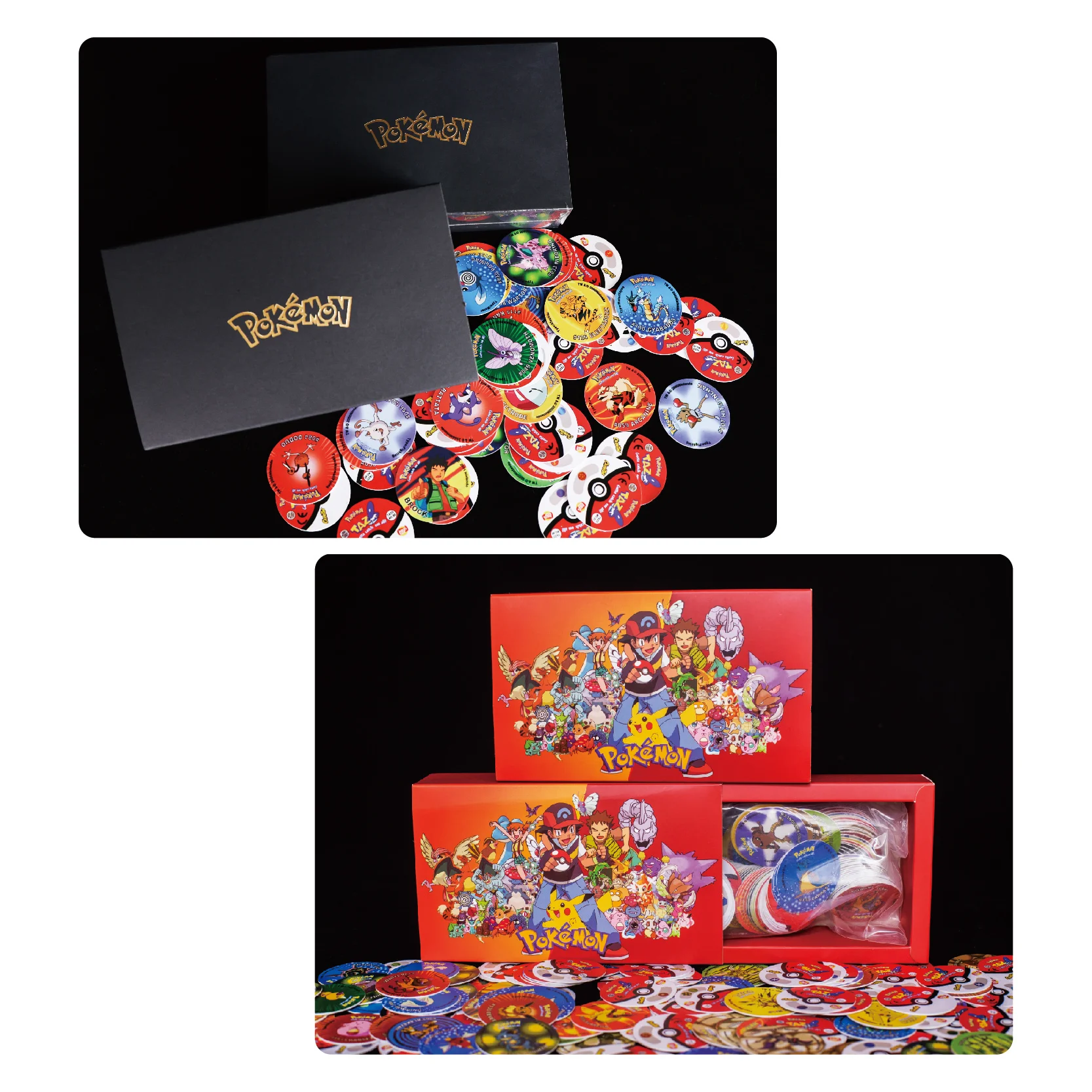Фото Lote De T kama Pokemon 1-го поколения 169 шт. Полная коллекция Super Mega Master Пикачу Milkcaps Round Chaps Tasos Cards №1