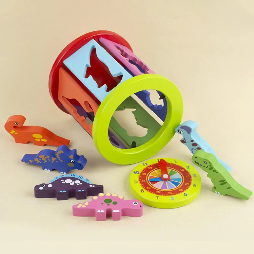 

Hands-on Ability Lightweight Dinosaur Shape Building Block Puzzle with Clock Plate for Gift