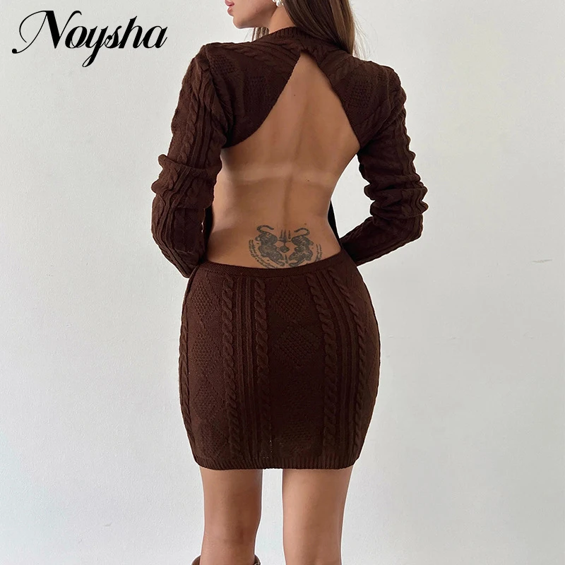 

Сексуальное вязаное платье-свитер с открытыми плечами, зимнее женское модное однотонное облегающее платье, осеннее платье с круглым вырезом и длинным рукавом, платье с запахом на бедрах