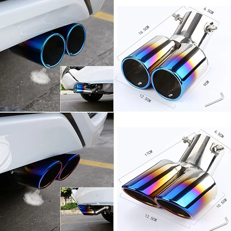 

Dual Outlet Car Exhaust Tip Stainless Steel Slant Rolled Edge Auto Silencer