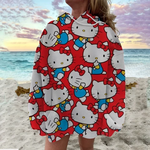 Coulomi Hello Kitty 3D Hoodie Sweatshirt Woman Clothing Harajuku Long Sleeve Hooded Pullover Sweatshirts Sport Hoodies