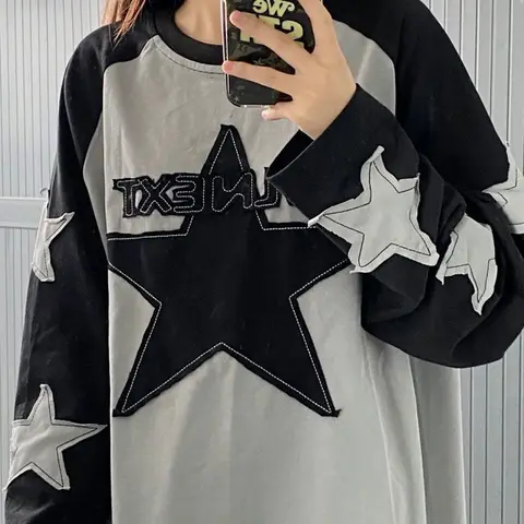 YICIYA y2k hoodies clothes star embroidery oversize women hoodie blouses  American Sweatshirts long-sleeved T-shirts Racing car
