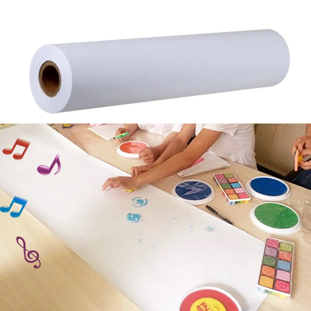 

White Crafts Paper Roll Easel Paper Roll for Kids Wall Gift Wrapping Paper 45cm x 10m