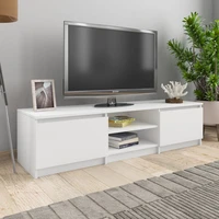 tv media console television entertainment stands cabinet white 55 1x15 7x13 9 chipboard