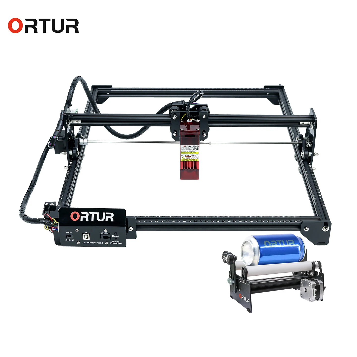Upgraded Ortur-YRR Automatic Rotary Roller 2.0 with Ortur Laser Master 2 PRO S2 Available Adjustable Size for Engrave Cylinder enlarge