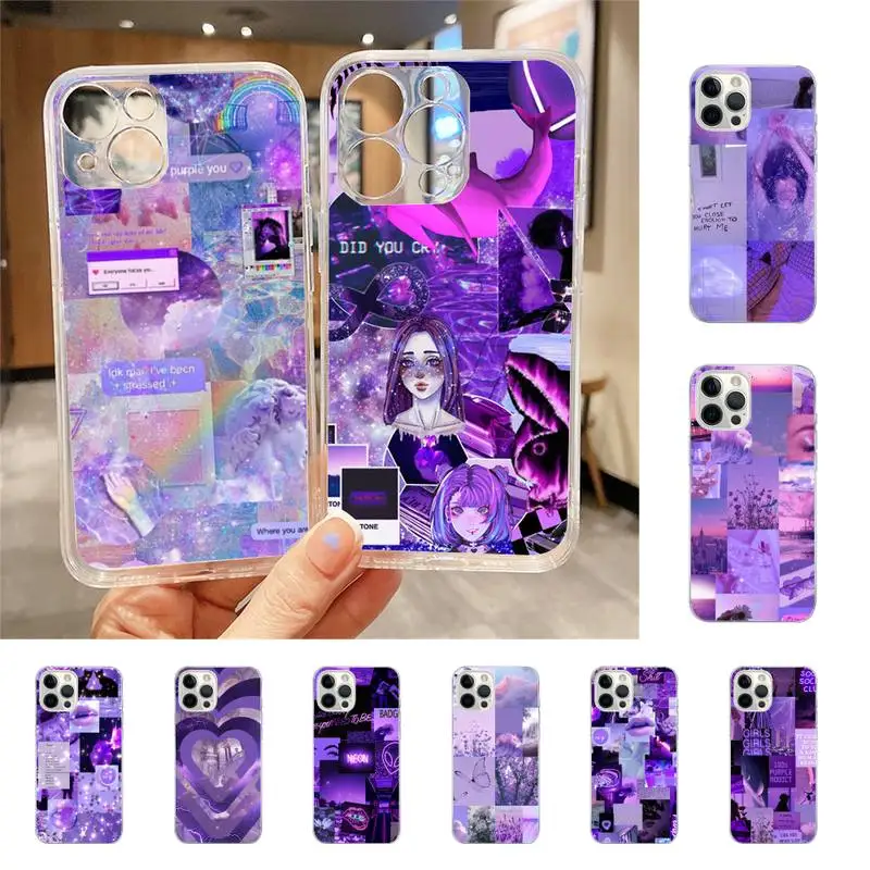

Purple Love Aesthetic Art Girly Phone Case For Iphone 7 8 Plus X Xr Xs 11 12 13 Se2020 Mini Mobile Iphones 14 Pro Max Case