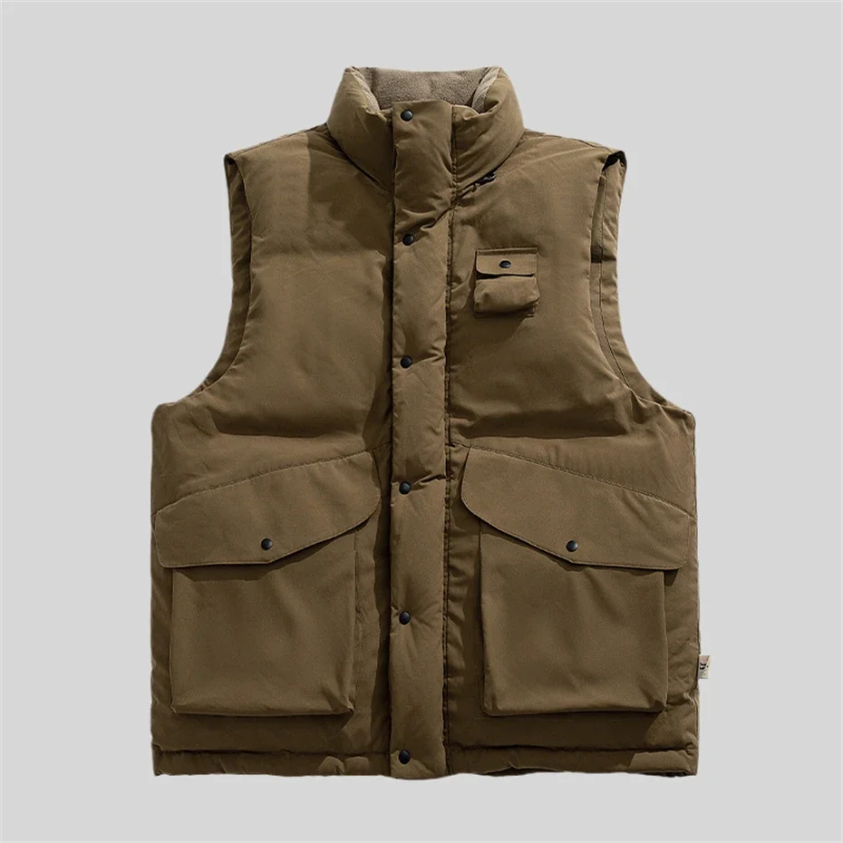 Зимний жилет-карго-пуховик мужская утепленная теплая куртка без рукавов