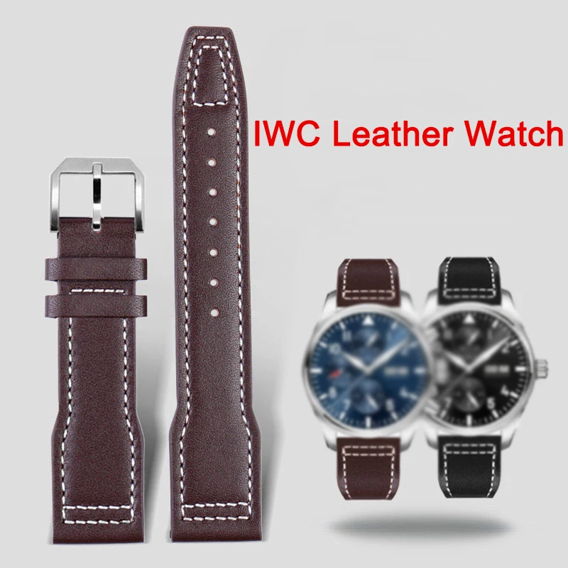 IWC Suitable For IWC Leather Watch bands 20mm 21mm Bronze Spitfire pilot Little Prince Mark Watch Strap Bracelet Accessories