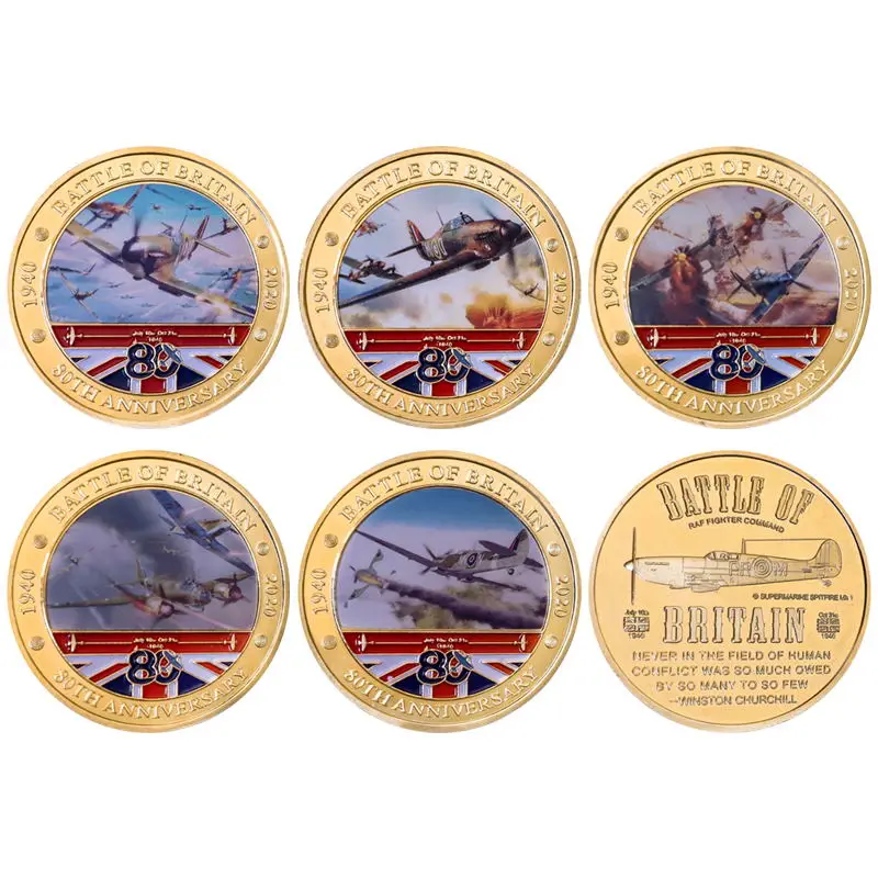 Позолоченные памятные монеты битва Великобритании на 80-ю годовщину военные