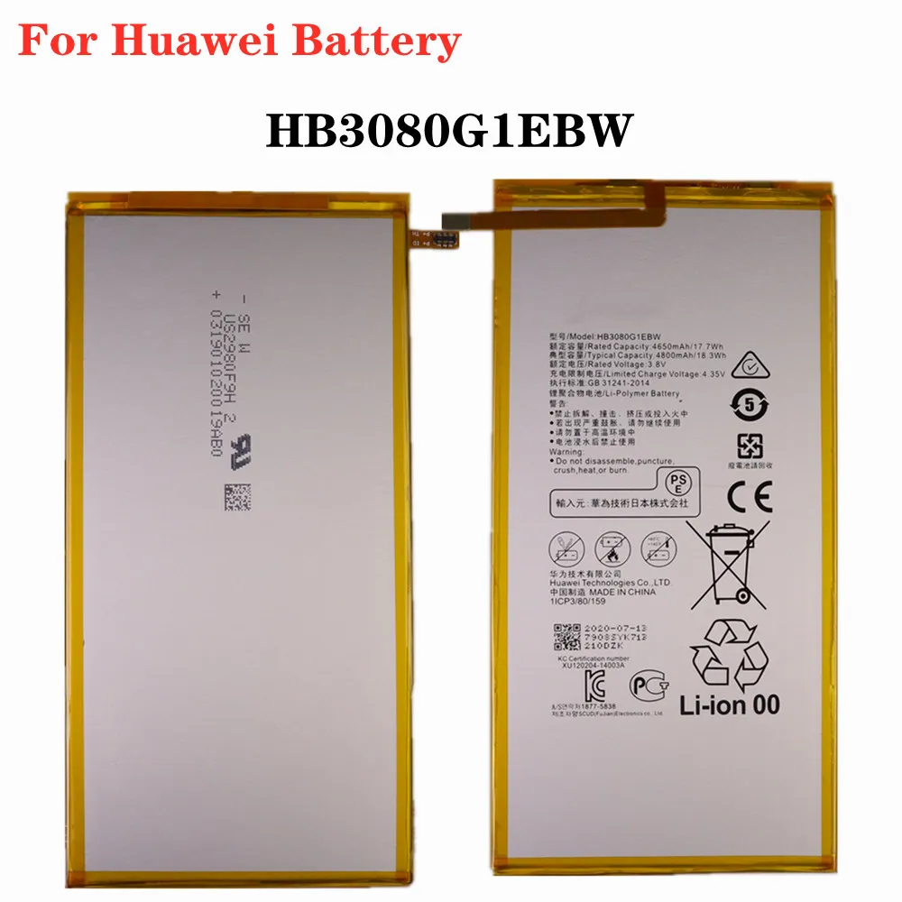 

HB3080G1EBW 4800mAh Battery For Huawei MediaPad M2 M1 8.0" MediaPad T1 10 Pro MediaPad T3 8.0 " KOB-L09 BZA-L00 KOB-W09 Tablet