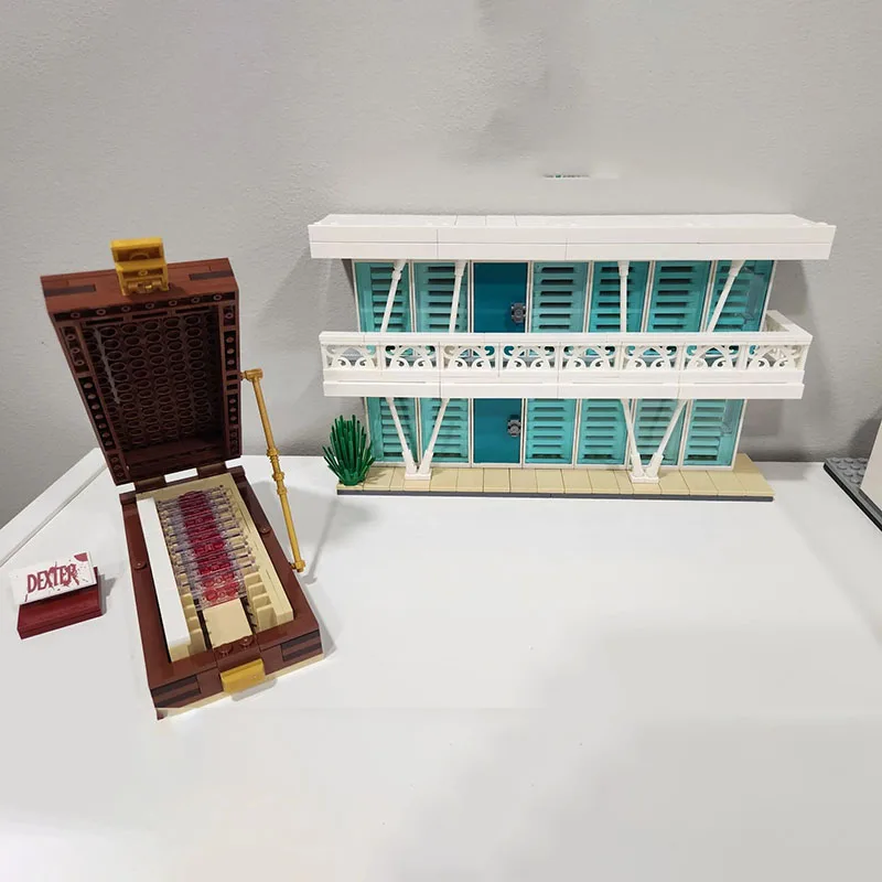 Фото Изысканный новый конструктор MOC: модель уличной сцены, квартира Декстера Моргана, технологичный модульный набор для сборки, праздничный подарок, DIY-конструктор. №4