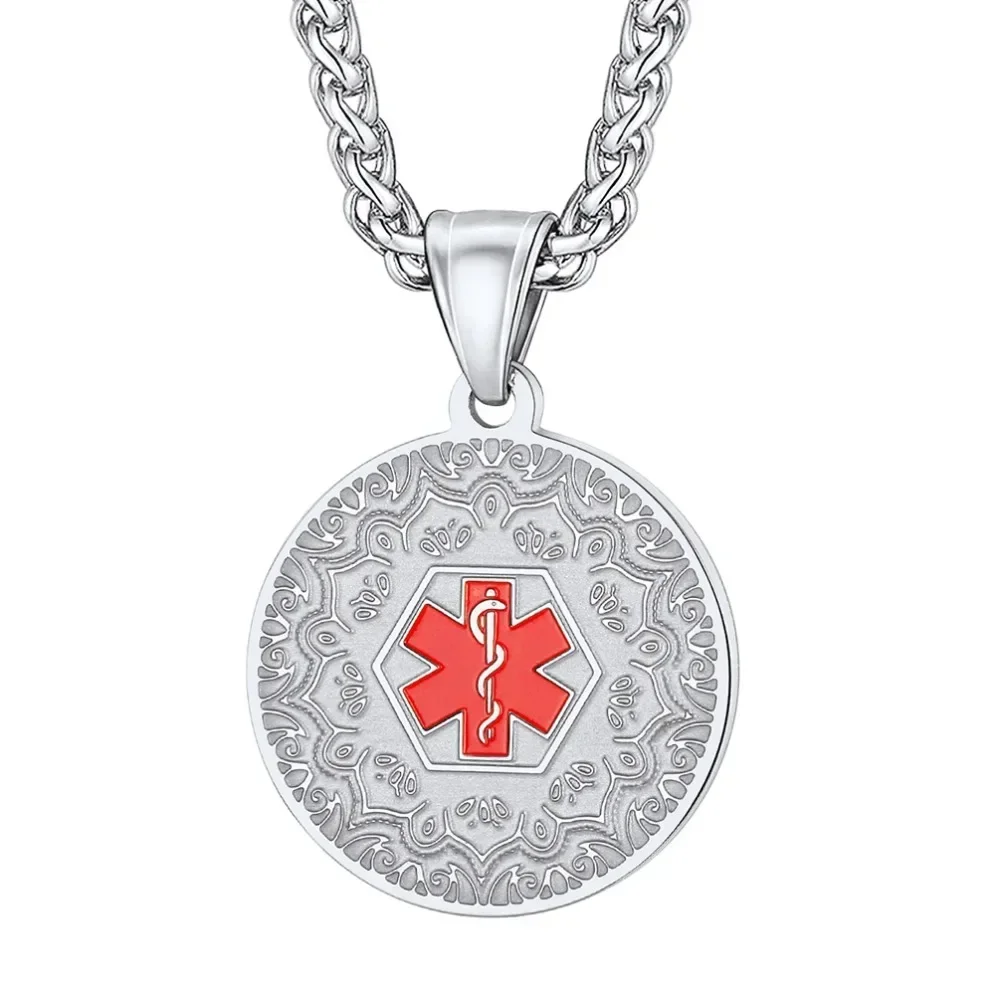 Ожерелье с подвеской из нержавеющей стали для медицинского оповещения мужчин и